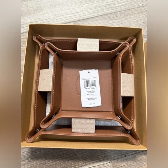 Coach New with Box Set Saddle Brown Leather Valet Trays - Picture 2 of 16